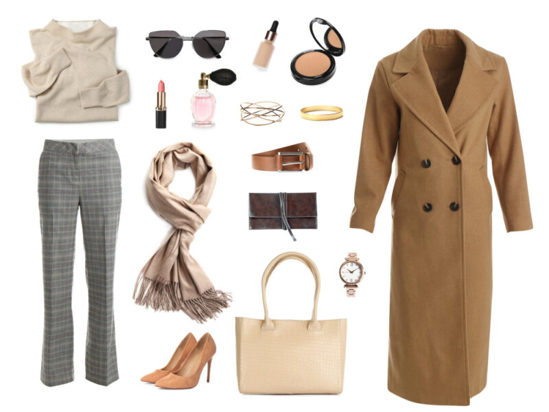 collage-with-different-clothes-cosmetics-accessories-stylish-look-white-background-fallwinter-fashion